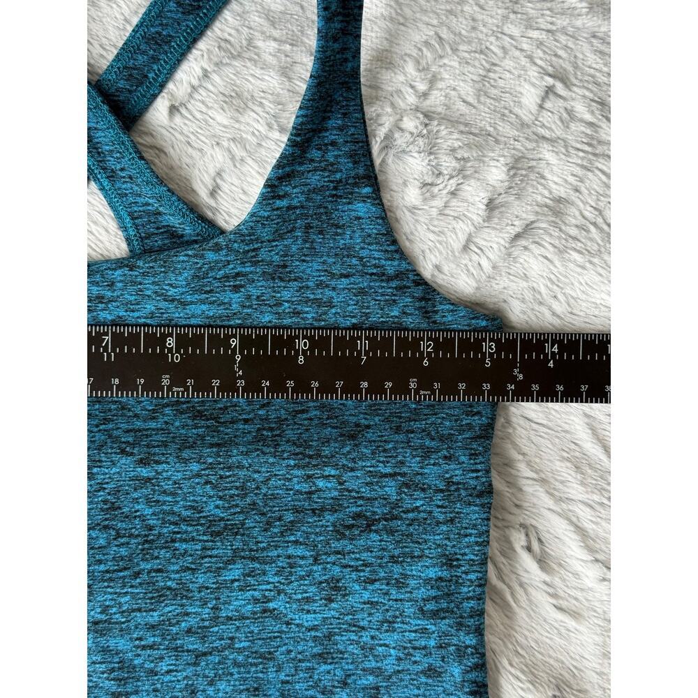 Beyond Yoga Women Tank Top Size M Teal Blue Heather Cross Back Cutout USA - Picture 7 of 7